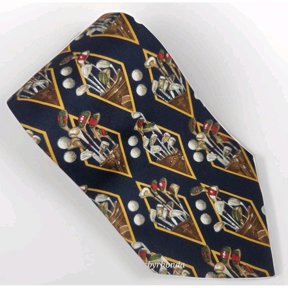 Vintage Ralph Lauren X Chaps Neck Tie Golf Club 100% Silk Made In USA